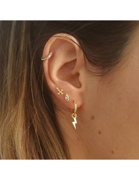 Pendientes cruz bolitas plata oro