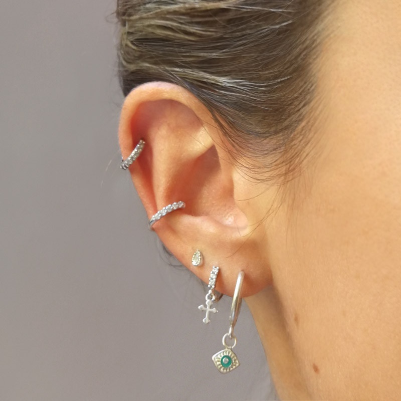 Earcuff plata aro circonitas 2