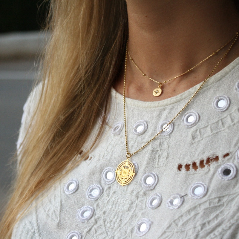 Colgante rosa de los vientos oro 2