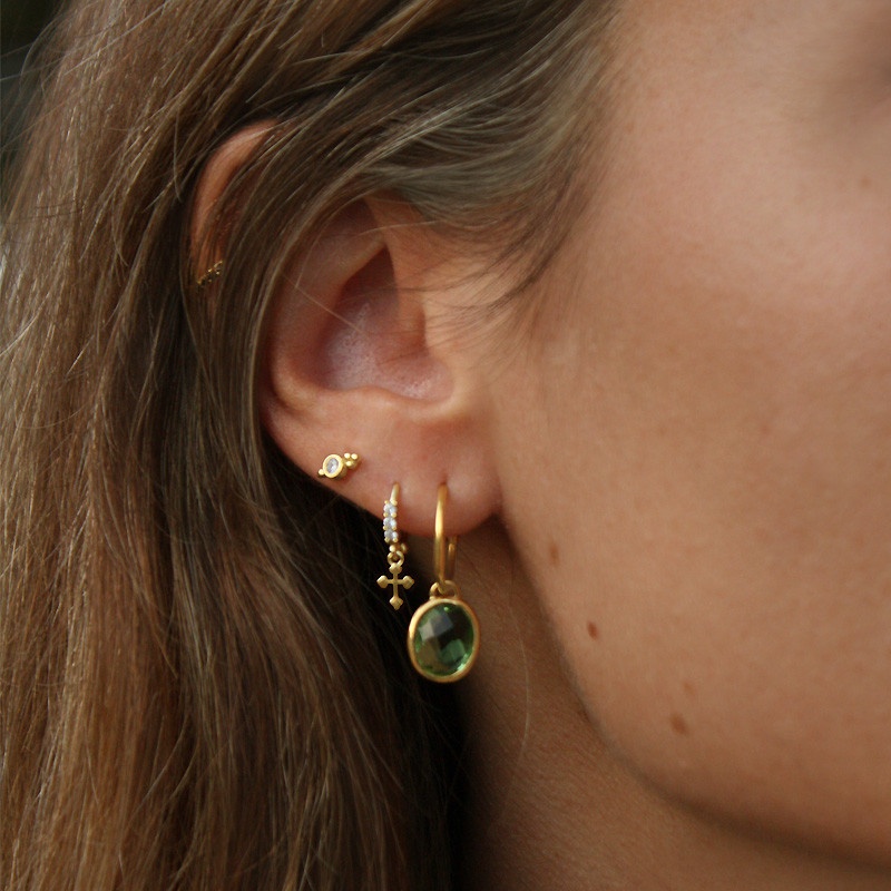 Pendiente mini oro circonita 2