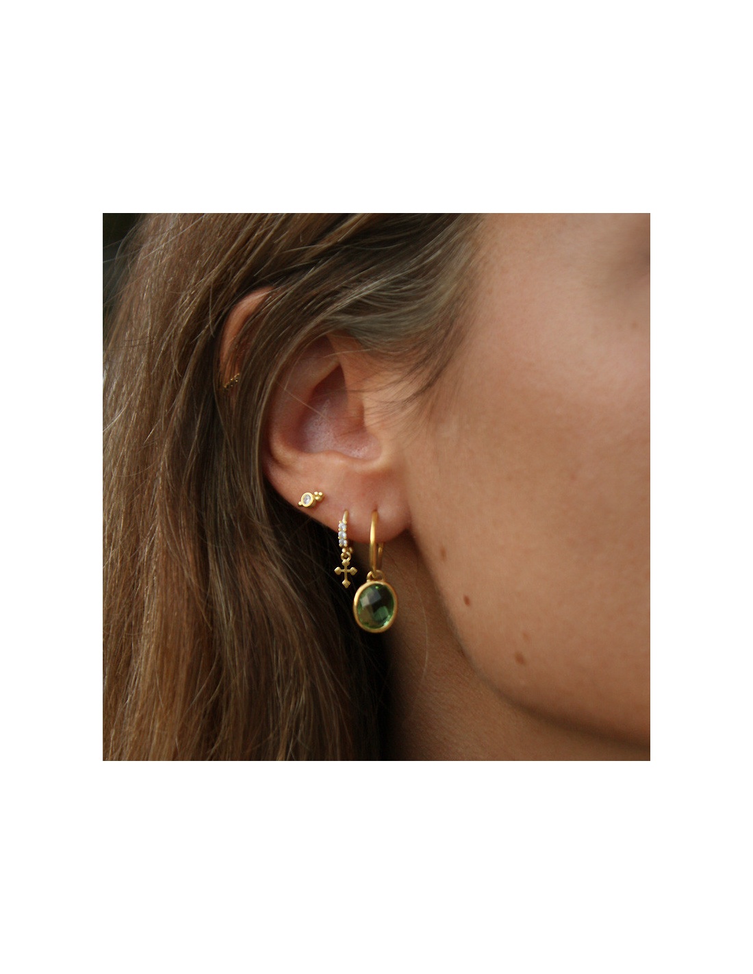 Pendiente mini oro circonita Pendiente mini oro circonita