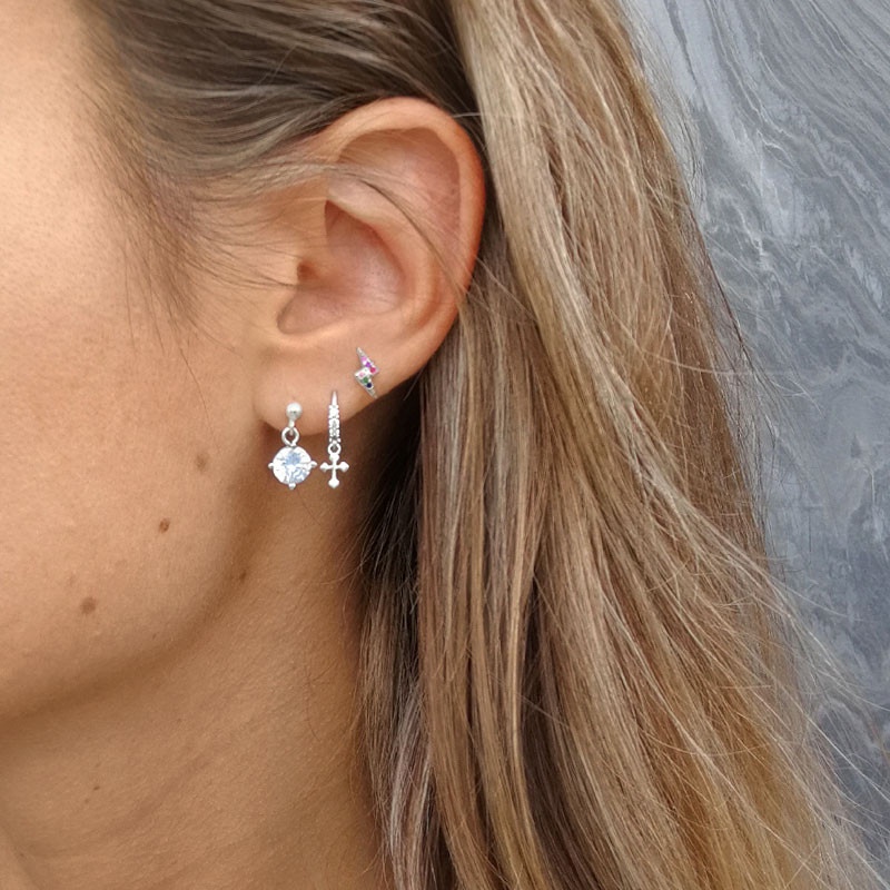 Pendientes rayo plata circonitas 2