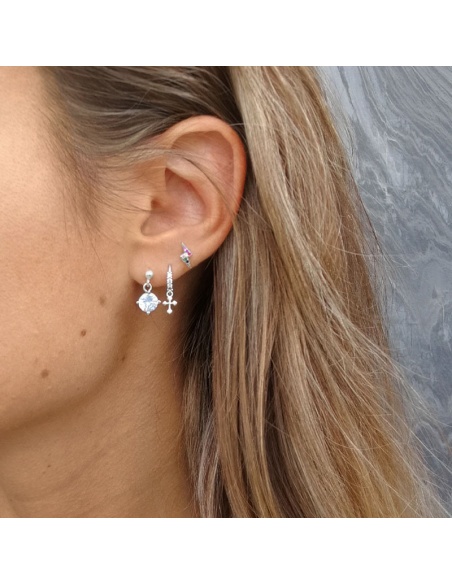 pendiente plata rayo circonitas