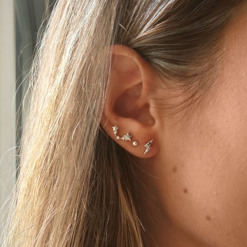 Pendiente plata estrellas 2