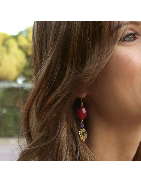 Pendientes hojas oro