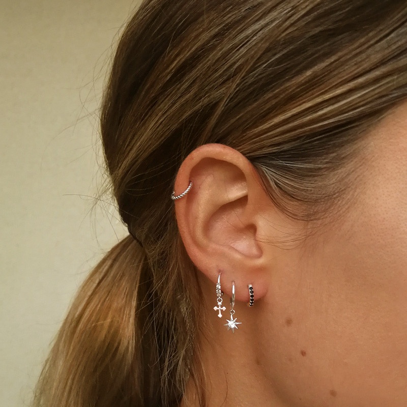 Pendiente aro mini plata 2