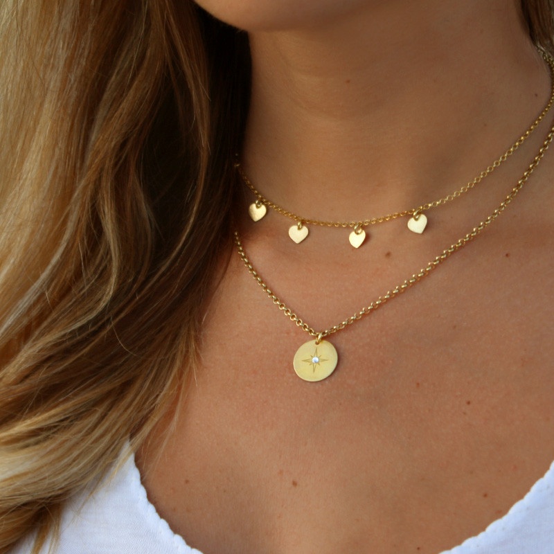 Choker medallitas corazones oro 2