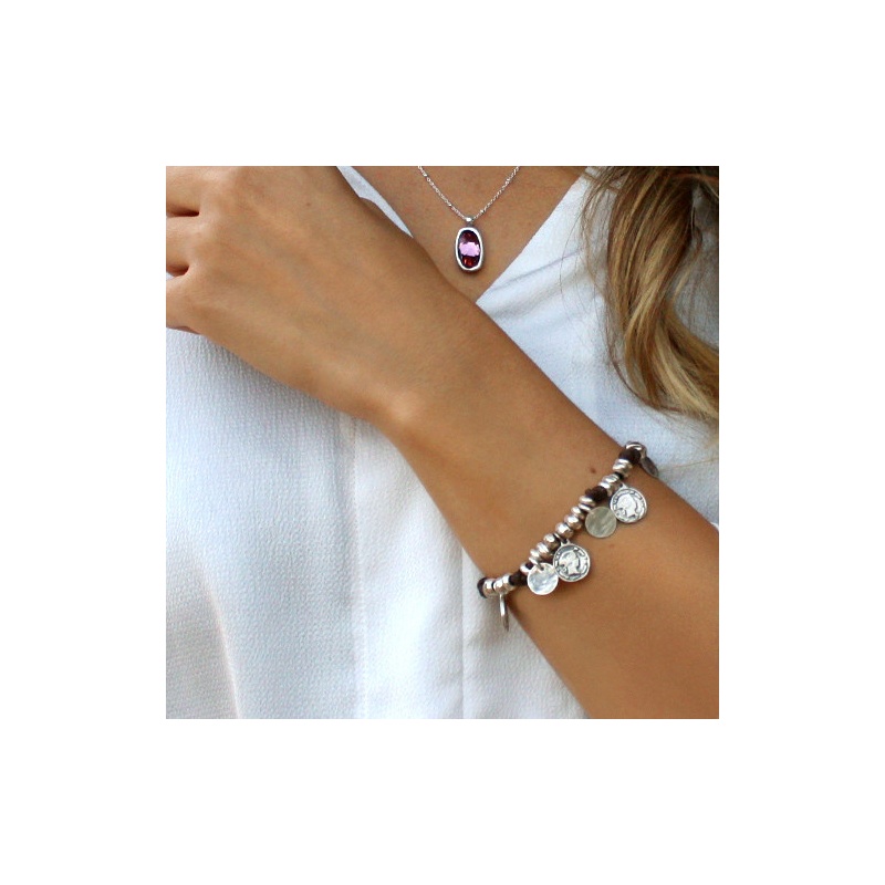 Pulsera de cuero con colgante de monedas 2