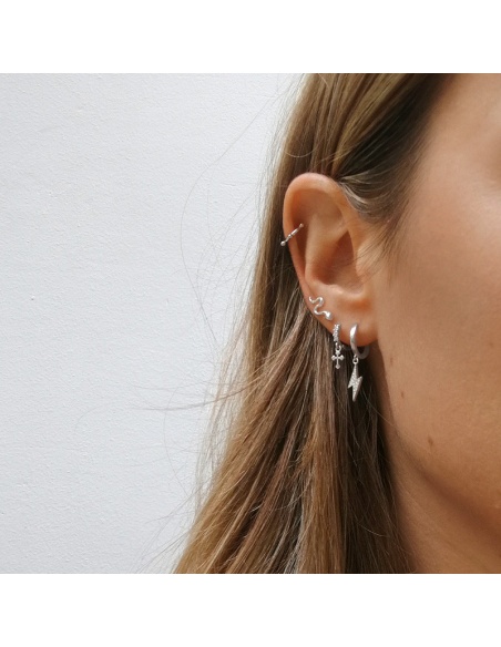 pendiente trepador serpiente plata