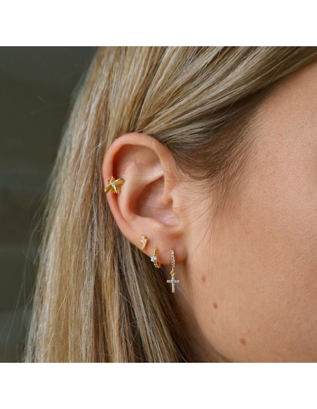 pendiente rayo circonitas oro