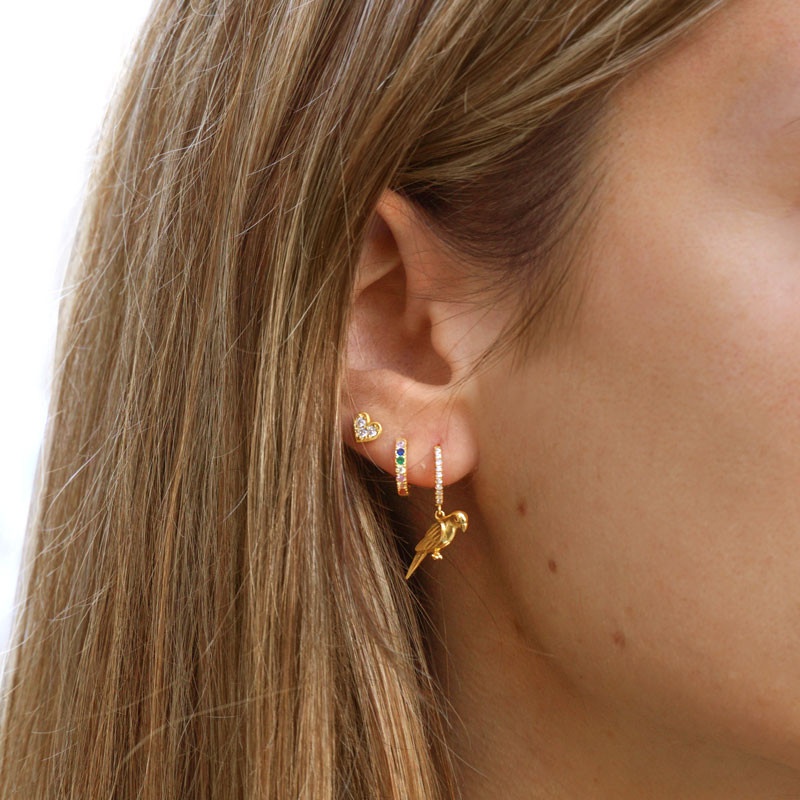 Pendiente pájaro oro 2