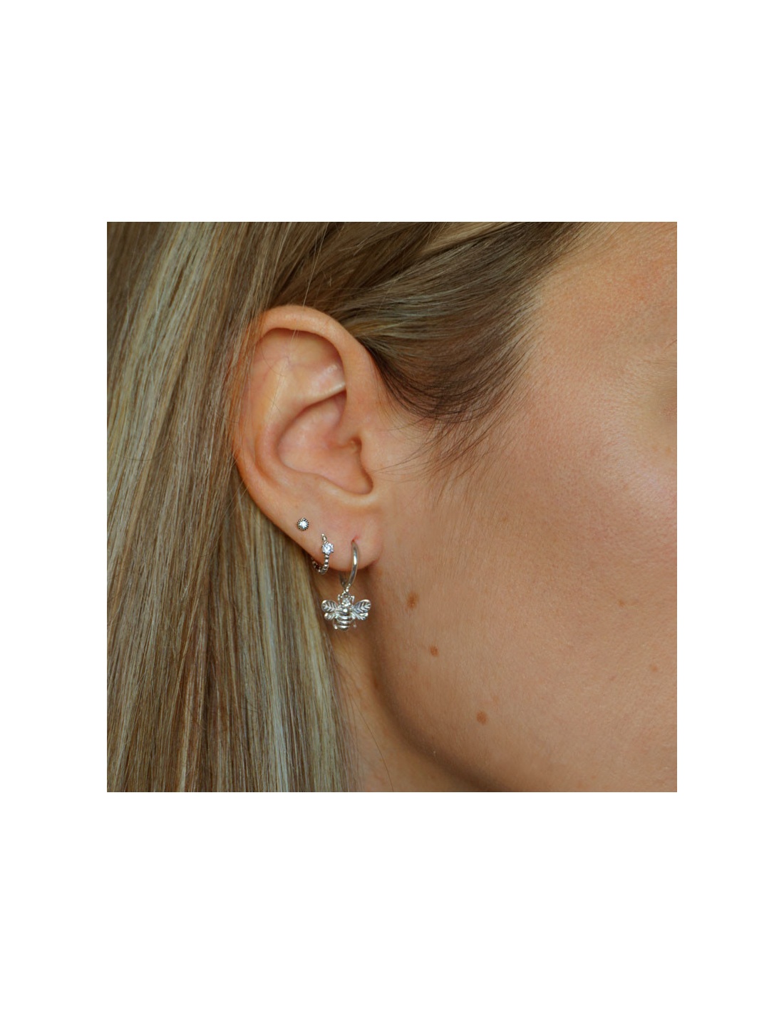 pendientes aro abeja plata pendientes aro abeja plata