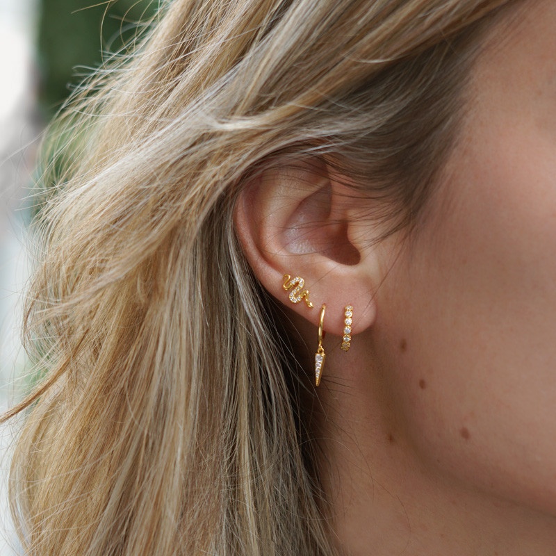 pendientes serpiente circonitas oro 2