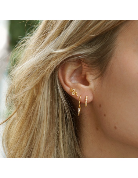 pendiente aro circonitas punta