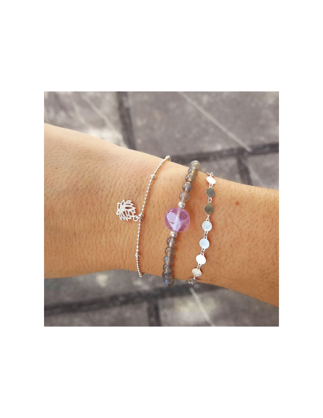 Pulsera labradorita y amatista Pulsera labradorita y amatista