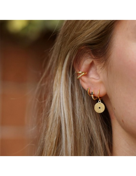 Pendiente oro circonitas negras Pendiente oro circonitas negras