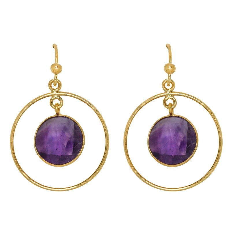 Pendiente amatistas oro