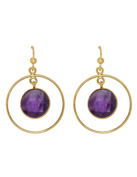 Pendiente amatistas oro