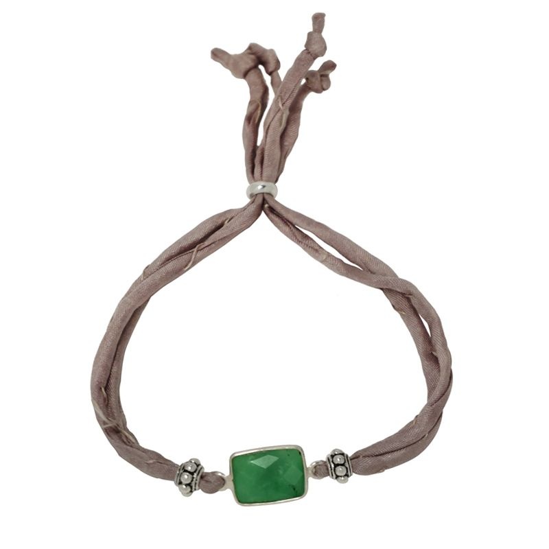 Pulsera crisoprasa plata seda Pulsera crisoprasa plata seda