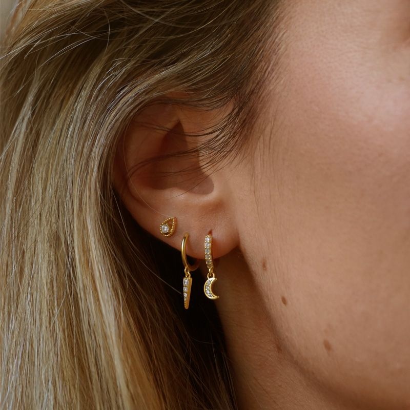 pendiente luna circonitas oro 2