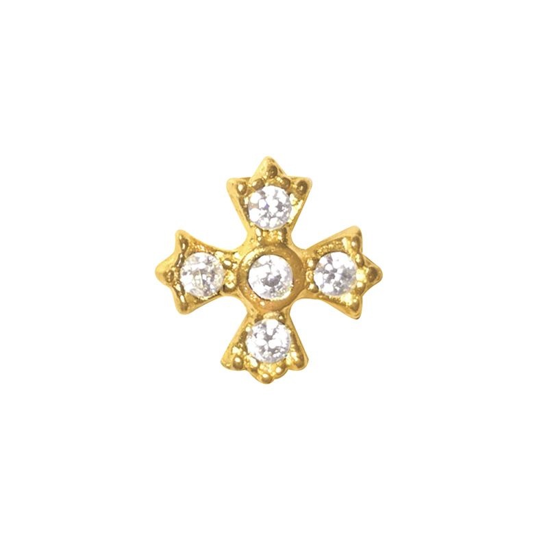 pendiente cruz oro circonitas