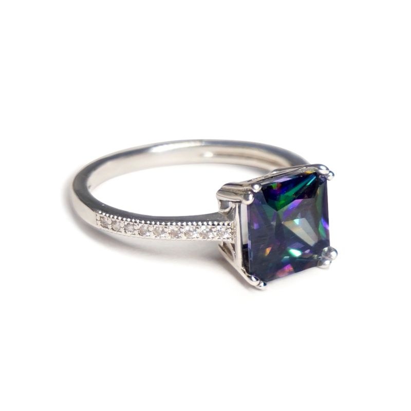 anillo circonitas colores plata