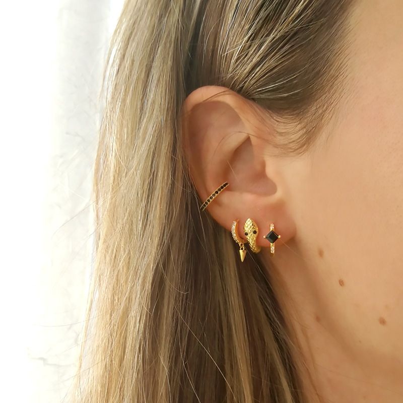 pendiente earcuff circonitas negras 2