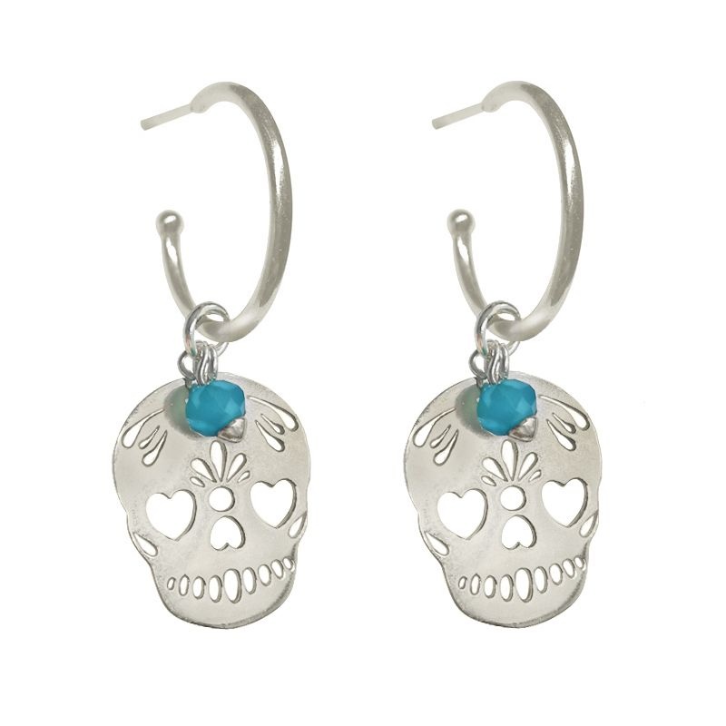 pendientes calaveras plata
