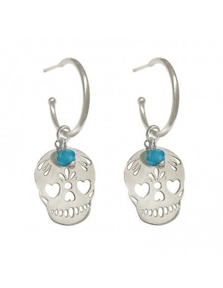 pendientes calaveras plata