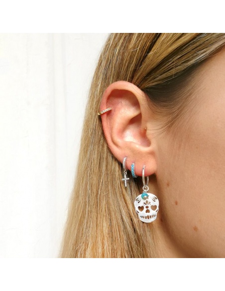 pendientes calavera mexicana plata
