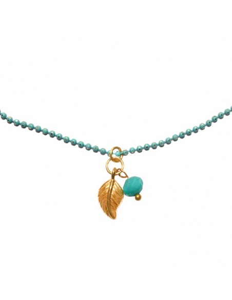 Gargantilla dorada con hoja y swarovski