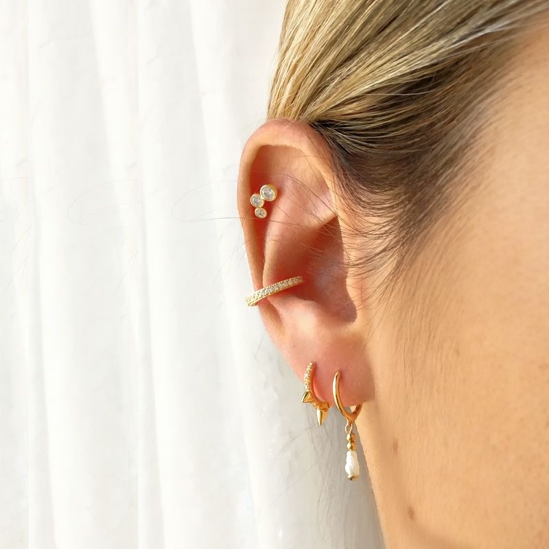 pendiente earcuff circonitas oro 2