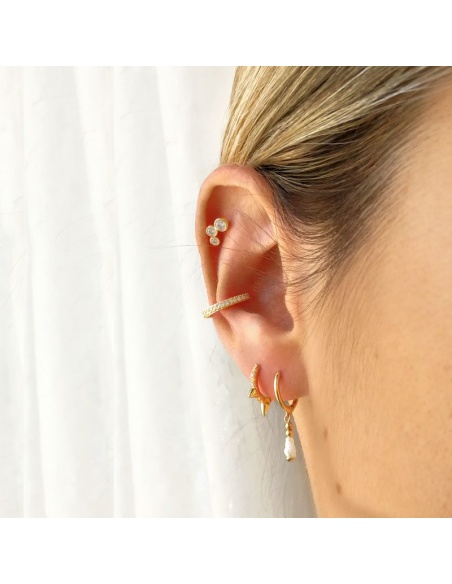 earcuff oro circonitas blancas