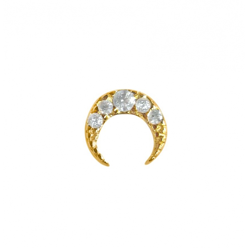 pendiente media luna oro circonitas