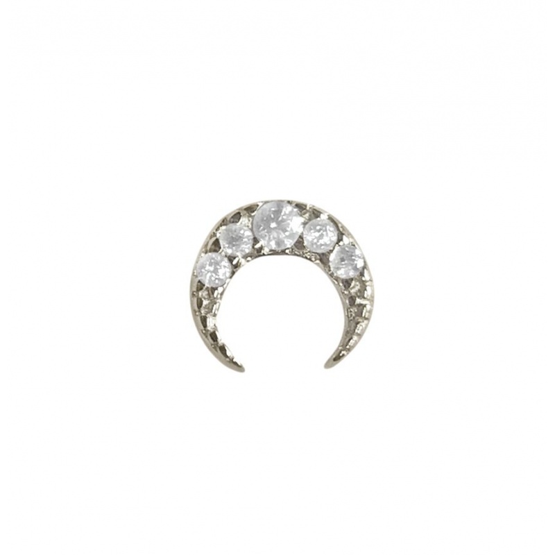 pendiente media luna plata con circonitas