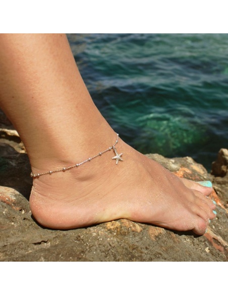 Tobillera plata Estrella de mar