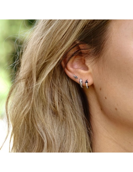 pendientes aro plata circonitas negras