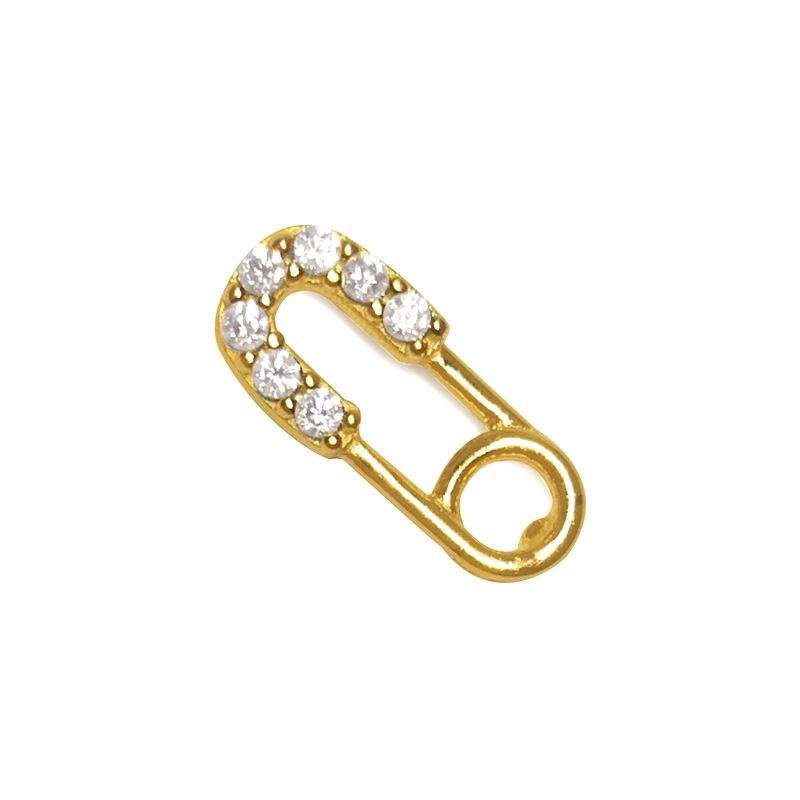 pendiente clip oro circonitas