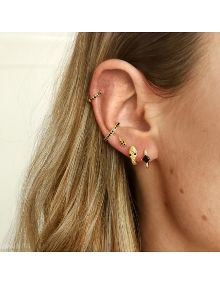 pendientes oro circonitas negras