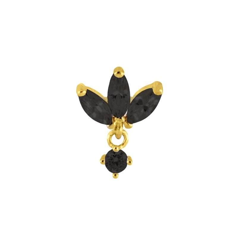 pendiente circonitas negras oro