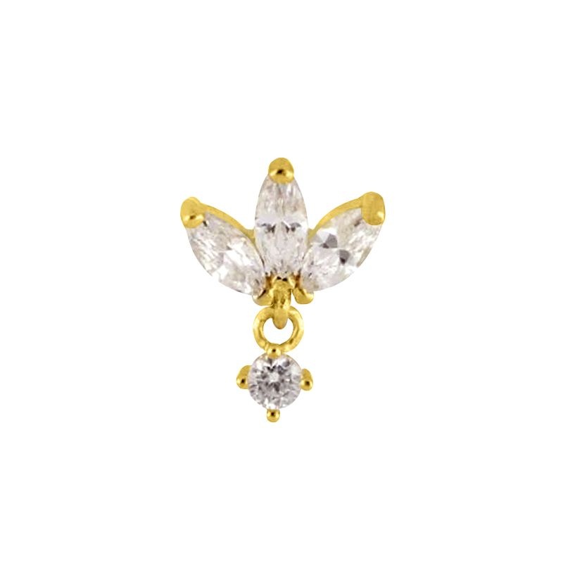pendiente flor circonitas oro
