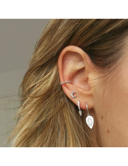 Pendiente earcuff bolitas plata