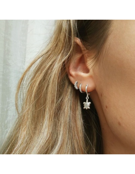 pendientes aro tortuga plata