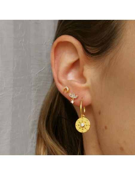 pendiente luna circonitas oro