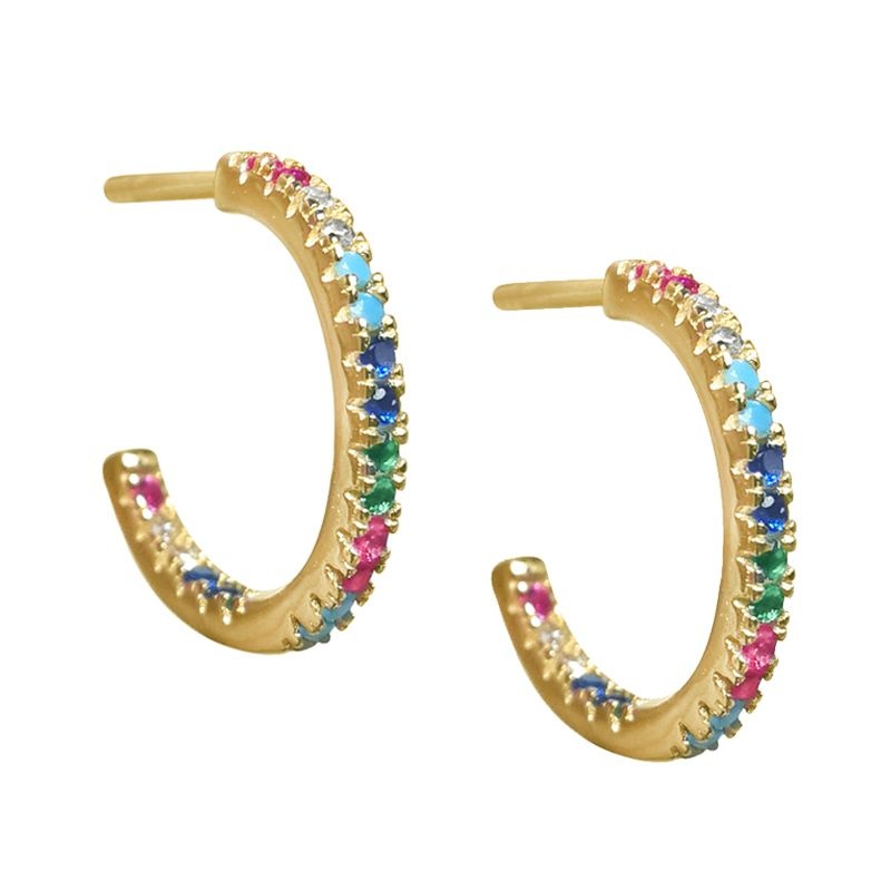 pendientes aros circonitas colores