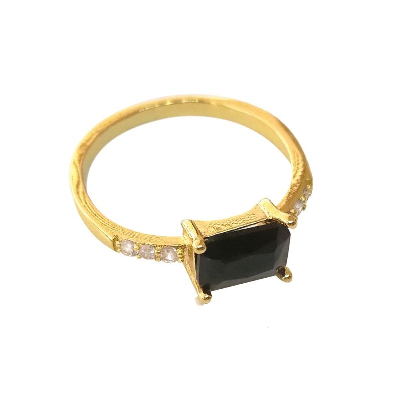 Anillo oro circonita negra