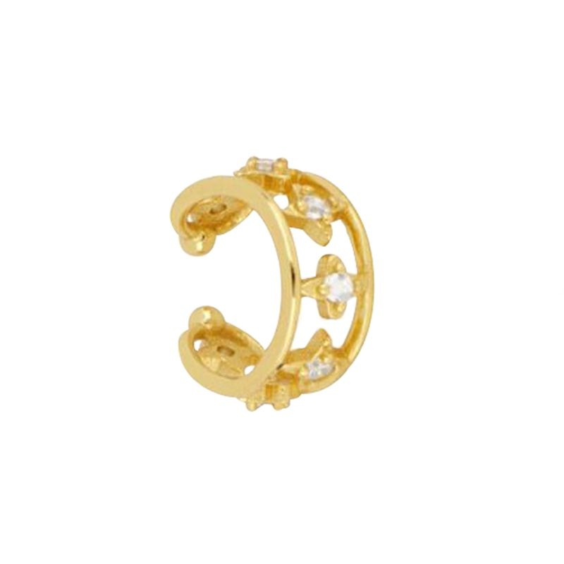 ear cuff flores circonitas oro