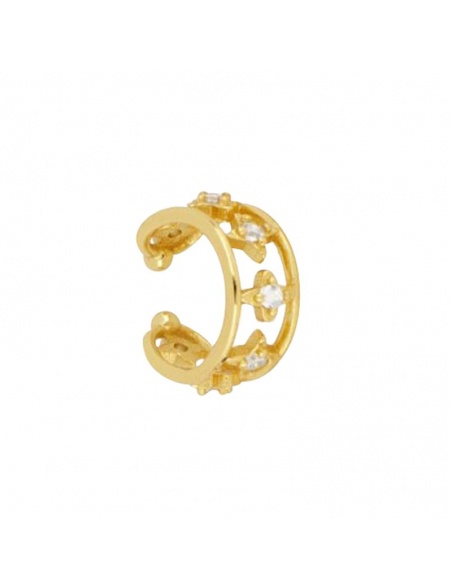 ear cuff flores circonitas oro