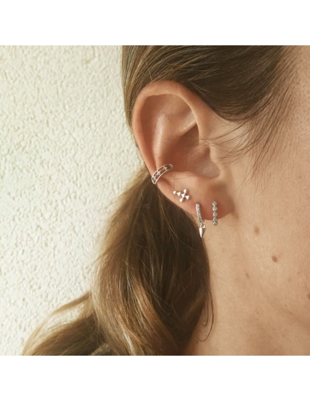 earcuff plata circonitas flor