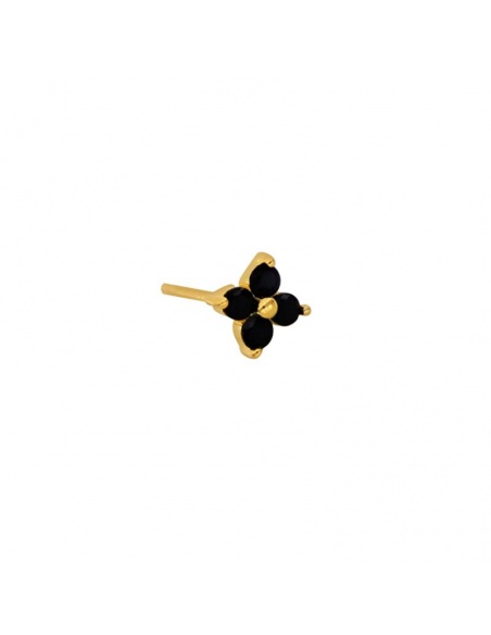 pendiente flor negra oro